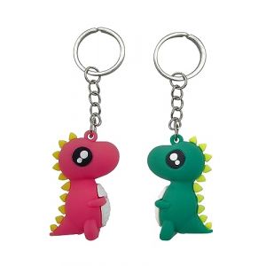 PAEHUIMT Porte-clés Dinosaure, Porte Clef Enfant, Lot de 2 (Dinosaure, Rouge + Vert) (PAEHUIMT, neuf)