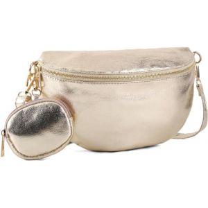 Grand sac banane, sac à bandoulière pour femme, sac banane avec sangle réglable, sac à bandoulière tendance pour course à pied, randonnée, cyclisme, doré, Classique (Strangeer, neuf)