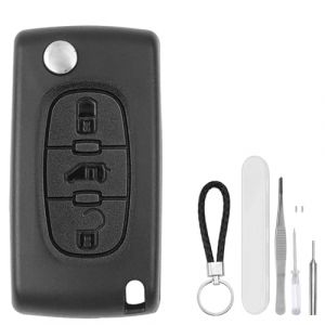 DXiongW Coque Clé de Voiture 3 Boutons CE0536 HU83 Compatible avec Peugeot Partner Expert Citroen Berlingo Dispatch Fiat Scudo Toyota ProAce Télécommande Boîtier Clef avec Support de Batterie et Fente (ZHUOMAO, neuf)