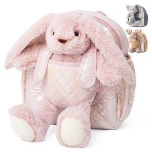 Moonkie Hug & Go Sac a Dos Enfant, Cartable Maternelle Lapin avec Jouet Amovible, pour Filles 1 2 3 Ans, Petit Sac a Dos en Peluche Douce, Cadeau Personnalis&eacute; Bebe pour Cr&egrave;che, Ecole & Voyage (moonkie store, neuf)