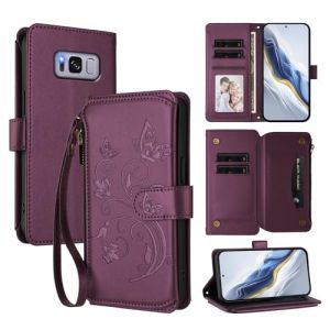 JayModCase Coque pour Samsung Galaxy S8 Plus Portefeuille Case Cuir PU Premium Design Flip Folio Magnétique avec Fentes pour Cartes, Fonction Support pour Samsung S8 Plus - Violet foncé (pinepi, neuf)