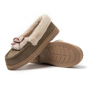 JOMIX Chaussons Femme Chaussons Mocassins Femme Fourrure Mocassins en Daim Hiver Comfortable Chaude Douce MD1045 (Vert, 40) (JOMIX EUROPE, neuf)