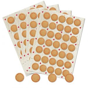 Logbuch-Verlag - Lot de 140 petits autocollants vierges - Inscriptibles - En papier kraft - Marron - Avec des cœurs rouges - Idéaux pour cadeaux, mariage, décoration ou comme étiquette nominative (Logbuch Verlag, neuf)