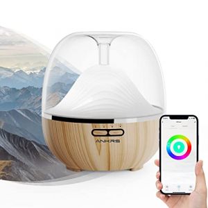 Alexa Diffuseur d'Huiles Essentielles WiFi, Ankrs 600ml Humidificateur d'air Compatible avec Alexa/Google Home, Smart Diffuseur Parfum Electrique RGB Colorées, Timer et Contrôle à Distance sur l’APP (kuaxianghome, neuf)