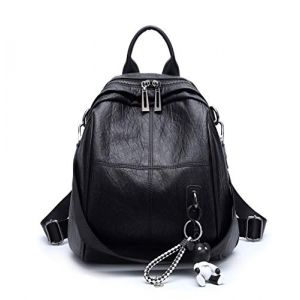 DEERWORD Femme Sac a Dos Sacs à Main Portés Bandouliere Feminin Ados Original PU Cuir 3228 1pc Ensemble Noir V2 (WUJUNWEI LTD, neuf)