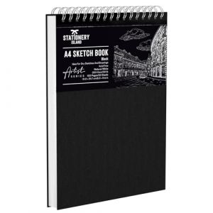 STATIONERY ISLAND Carnet de Croquis A5 200 g/m&sup2; 100 pages (50 feuilles) Carnet de Dessin Cahier Dessin &agrave; Spirale Peinture Bloc de Croquis pour Artistes et Professionnels (Stationery Island, neuf)