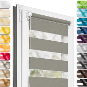 Estika Store Enrouleur Jour Nuit sans perçage - Lin Foncé - 50 x 120 cm - Store à enroulement, Double Tissu, pour fenêtres intérieures, Protection Contre Le Soleil (Estika, neuf)