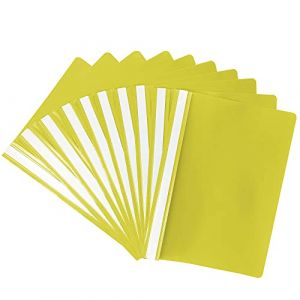 Netuno 10x chemise à lamelle jaune A4 dossier rapide chemise à levier en plastique classeur en plastique classeur rapide A4 chemise de présentation chemise avec couverture transparente (netuno, neuf)