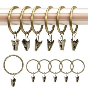 Plstod 30 Pièces Anneaux Rideaux avec Pinces, 32mm Diamètre Intérieur Pince pour Rideaux en Métal, Bronze Anneau Rideau avec Pinces, Clips de Rideau Anneaux (ZiShishangmao, neuf)