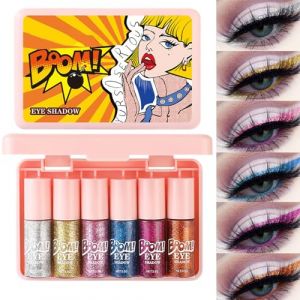 Fard à Paupières Liquide Pailleté | 6 Pièces Fard à Paupières Pailleté Résistant à l'Eau,Accessoires de Maquillage Anti-Tâches pour Fêtes Quotidiennes (Dynamicoz, neuf)