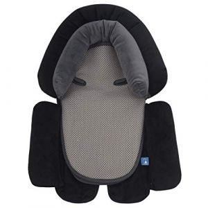 INFANZIA Réducteur de siège bébé 3 en 1 universel pour toutes les poussettes, insert en coton et appui-tête pour siège bébé et sièges auto, respirant, 49 x 35 cm, noir (RECOMONEY EU, neuf)