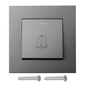 Bouton Sonnette Exterieur Étanche 16A 220–250V Interrupteur de Sonnette Filaire Porte en Verre Trempé avec Vis Bouton de Pression Encastré pour Domestique ou Hôtelier Installation Facile(Gris) (YinPingLi, neuf)
