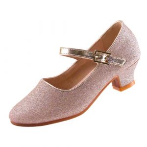 EIGHT KM Chaussure &agrave; Talon Fille de Princesse Ballerine Mariage pour Enfant Fille EKM7015 Paillettes Minerva Or 35 (ElfElfElf FR, neuf)