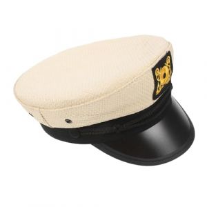 DEARMAMY Chapeau De Casquette De Marin Casquette Marin Costume De Bateau Chapeau D'amiral De La Marine Marine Chapeaux De Fête Drôles Chapeau Uniforme Chiffon Beige (Liiane, neuf)