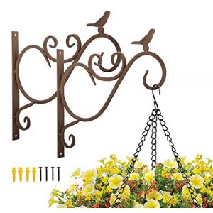 Lewondr Support Plante Mural Balcon, Lot de 2 Rétro Européen Forme d'Oiseau, Crochet de Suspension en Fer Forgé, pour lanternes à paniers avec Vis, Décor Extérieur pour Balcon de Jardin (Showmore EU, neuf)
