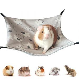 PacuM Hamac Cochon d'Inde Soie Glacée 34 x 34Cm Hamac Rongeur Ajustable Cage Furet Cabane Cochon d'Inde Lit Lapin Design Double Face Balançoire pour Lapin Hamster Chinchilla (Gris) (XUANDING, neuf)