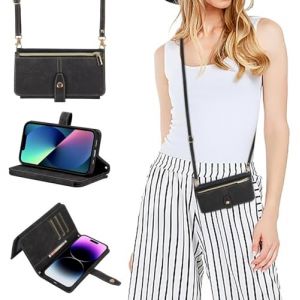 GoodcAcy Coque pour Samsung Galaxy S21 avec Cordon,Etui Samsung Galaxy S21,Flip Portefeuille Étui en Cuir,[9 Porte Cartes],Réglable Collier Housse Etui Rabat Case - Noir (TENGLAN, neuf)