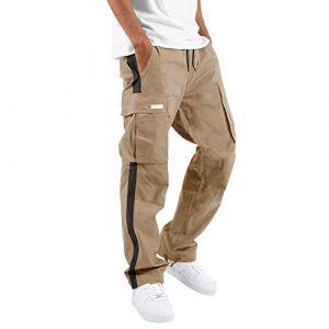 Pantalon Cargo Homme Pantalons Jogging de Travail Sport Survêtement avec Poches Fonctionnelles Pants Coupe Décontractée Cordon de Serrage Grande Taille Joggers Militaire Baggy Pants (UoUa1245, neuf)