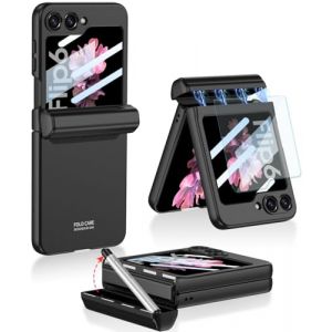Wibrthz Coque pour Samsung Galaxy Z Flip 6 avec S Pen, Housse Fine en PC Antichoc avec Protection à Charnière Magnétique + Protecteur D'écran en Verre Trempé pour Samsung Z Flip 6 5G(Noir) (Chunyukeji, neuf)