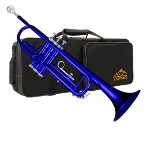 EASTROCK Trompette en Sib pour débutant, Trompette standard en laiton pour étudiants, Trompette avec étui, embouchure 7C,gants(bleu foncé) (iMusic INC., neuf)