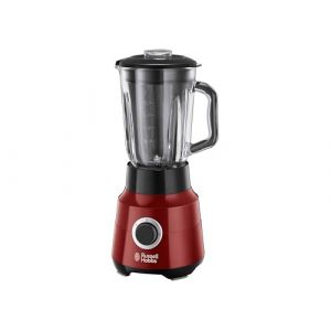 Russell Hobbs Mixeur [Fonction Pulse] Desire rouge (Bol en verre 1,5 L, 650W, 2 Vitesses, 6 Lames en acier inox amovible,Blender sans BPA pour smoothie & autres boissons,Pieds anti-dérapants) 24720-56 (ELLLA7, neuf)