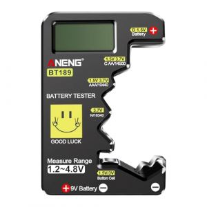 AXFEE Testeur de Batterie Num&eacute;rique, Testeur de Piles Universel, Affichage LCD V&eacute;rificateur de Batterie Universel, Capacit&eacute; de Pile Portable pour AA AAA C D N 10440 16340 9V 1.5V Bouton Batteries (Ouuze, neuf)