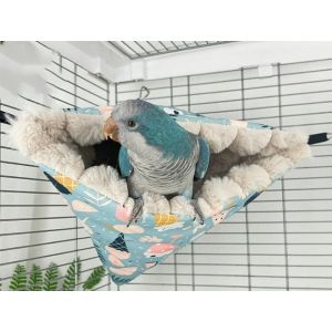 Yanmucy Nids d'oiseaux pour cages &agrave; oiseaux en peluche imperm&eacute;able &agrave; suspendre chaud pour perroquet, tente d'angle confortable pour dormir et jouer (bleu, taille M) (Yanmucy, neuf)