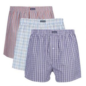 Vanever Boxer Homme, 100% Coton, Lot de 3, Calecons Hommes, Cale&ccedil;on Am&eacute;ricain, R&eacute;tro Undertwear Bouton Fly Rouge & Bleu Clair & Violet M (VANEVER, neuf)