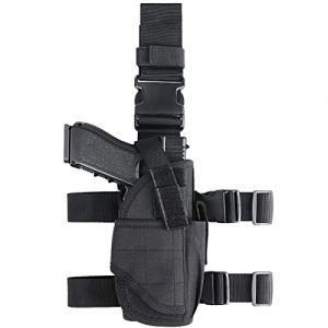 Goldmiky Etui à Pistolet Holster De Cuisse Jambe Droite, Tactique Cuisse Holster, Holster Réglable Armée Pistolet Pouch Jambe Cuisse Holster pour Police Armée Chasse Sport Combat (Main Droite Noir) (KUANGLIN-EU, neuf)