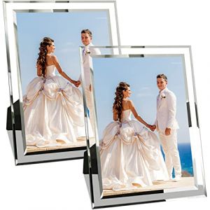 PIGPIGFLY Cadre Photo 20x25cm Argent en Verre, Paillet&eacute;, Pour B&eacute;b&eacute;, Famille Et Mariage - Cadeau (PigPigFly, neuf)