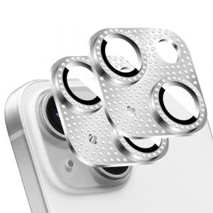 LucBuy 2 Pièces Protecteur D'objectif D'appareil Photo en Diamant Brillant pour iPhone, Métal 3D Strass Téléphone Décoré, Protection Complète Arrière Caméra Coque pour iPhone 15/iPhone 15 Plus (LucbuyEU, neuf)