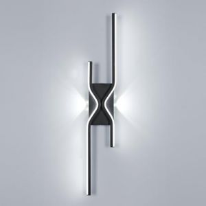 Riserva Applique Murale Intérieure LED, 25W Lampe Murale Moderne Noire, Luminaire Mural Interieur LED Aluminium pour Chambre, Salon, Couloir, Escalier, 6500K Lumière Banche Froide (SGOWALF, neuf)
