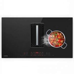 Klarstein AirJet Hybrid Table à induction avec Hotte intégrée - 12 kW, 750 m³/h, CEE A++, 9 Niveaux, Commande tactile, Filtre aluminium & charbon, 58 dB, 90 cm (Klarstein France, neuf)