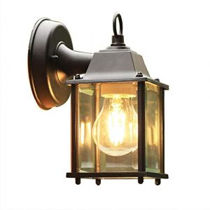 Rétro Étanche Lumière Appliques Extérieure Lampe murale Métal Noir Fonte D'aluminium Et Verre Lanterne Murale E27 Jardin Maison Entrée Éclairage Balcon Couloirs Cour Porche Mur Luminaire (xindaxin, neuf)