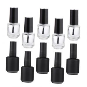 UKCOCO Bouteilles De Vernis &agrave; Ongles En Verre 10 Pi&egrave;ces 15 Ml Bouchon Herm&eacute;tique Multifonction Pour Manucure Professionnelle Et Retouche &agrave; Domicile Transparent Et Noir Mat (Fruitscher, neuf)