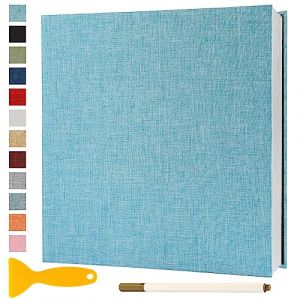 Album Photo Adhesif Vierge 28x27 CM Classeur Photo Livre Photo Personnalisable Scrapbook de Classe Mariage Livre D'or Enfant Bebe DIY Carte Postale, 60 Pages Bleu Clair (Semfalbuums, neuf)