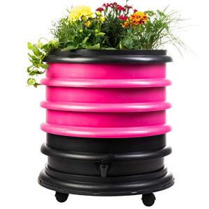 WORMbox | Lombricomposteur 3 Plateaux Fushia + Jardini&egrave;re | 48 litres | Compostez Vos d&eacute;chets organiques, Les vers de Terre/lombrics produisent du lombricompost (Ferme du Moutta, neuf)
