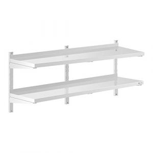 Royal Catering Étagère Murale Cuisine Tablette Flottante Inox 140 cm RCWR-1400.4 (140 x 40 cm, Pose murale, Épaisseur 3,5 cm, Capacité 40 kg) (expondo GmbH, neuf)