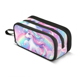 Trousse à crayons fantaisie avec fond licorne - Grande capacité - Pour garçons et filles - 3 compartiments - Trousse à crayons pour étudiants, papeterie, marqueur pour l'école, le bureau, le travail, (qianjiangshihuchaoshangmaoyouxiangongsi, neuf)