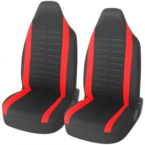 upgrade4cars Housses de Siège de Voiture Avant Appui Tête Intégré Universelle Noir Rouge | Housse de Sieges Auto Universel pour Conducteur et Passager (upgrade4cars, neuf)