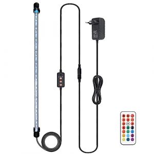 VARMHUS Éclairage LED Aquarium Lampe,Fish Tank Lighting avec télécommande et minuterie Auto Turn On/Off Custom Ajuste 13 couleurs et luminosité (RGB 57cm) (Xiaoping Ma, neuf)