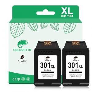 COLORETTO 301XL Cartouches d'encre Remplacement pour HP Cartouche 301 XL DeskJet 1000 1010 1050 1510 1512 1514 2050 2540 3050 3059 Envy 4500 4502 4504 4507 4508 5530 OfficeJet 2620 2622 4630 4632 4634 (COLORETTO-EU, neuf)