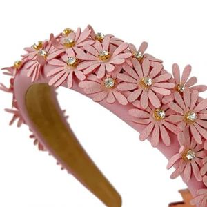 Serre-tête en tissu antidérapant avec motif tête de mort pour femme avec strass et fleurs (qingqingR, neuf)