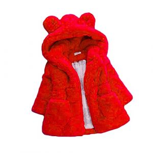 Manteau Fille Garcon Fausse Fourrure à Capuche Cartoon Mignon à La Mode Hiver Chaud éPais Hooded Oerille de Lapin Enfant Bébé Fille Mode Hiver Zippé Blouson 12 Mois - 6 Ans (WZYYDS, neuf)