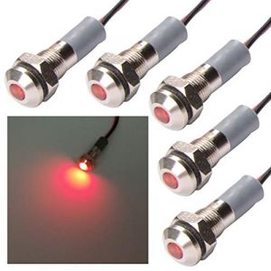 Bkinsety 5Pcs Voyant LED en Métal 12V 6mm LED Indicateur Ampoule pour Voiture Camion Bateau et Voiture (Rouge) (chaotongkeji, neuf)
