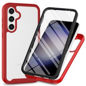 ILING Coque pour Samsung Galaxy A26 5G, 360° Intégrale Protection Transparent Très Mince Antichoc Étui avec L'écran Intégré, Prime Dur PC + Silicone TPU Bumper Housse (Rouge Foncé) (Wanten, neuf)