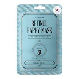 KOCOSTAR Retinol Happy Mask - Masque anti-âge coréen pour femme avec rétinol, vitamine A, niacinamide, extrait végétal de collagène - Soin du visage 20 minutes sans rinçage (1 feuille) (Nordic Beauty Store, neuf)