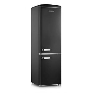 Severin Réfrigérateur Congélateur combiné, Pose libre, Longueur 55 cm, 244 L, Classe D, Combiné Réfrigérateur design Rétro, Noir, RKG 8918 (dmdk. nl, neuf)