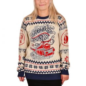 Elbenwald Harry Potter Pull en Tricot avec Motif Poudlard Express pour Hommes Femmes Unisexe Coton Beige - XXL (Elbenwald, neuf)