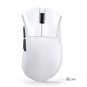 ATTACK SHARK V3 Souris Gaming sans Fil, Ultra-l&eacute;g&egrave;re 65g, Capteur Optique PAW3311 25K DPI, 1K Polling, Mechanical Switch, 2,4G/BT/USB Filaire, Ergonomique pour e-Sport/Office, PC/Mac/Win/PS - Blanche (ChenYinElec, neuf)